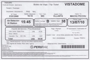 Peru Rail Ticket