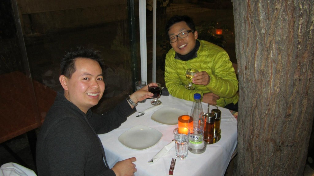 Charles Huang and Toshikazu Kobayashi in Athens Restaurant 