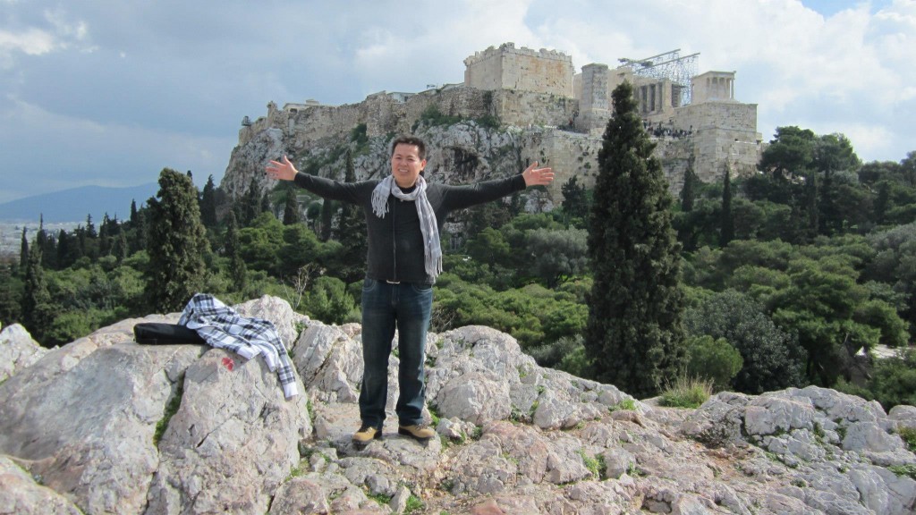 Charles Huang at the base of Acropolis of Athens