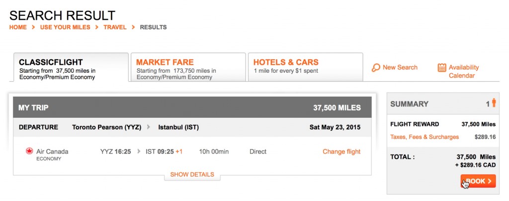 Air Canada Surcharge for Toronto to Istanbul