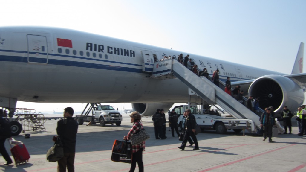 Air China Flight CA966 from Frankfurt (FRA) to Beijing (PEK) on arrival tarmac 