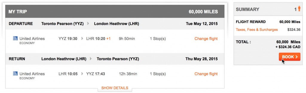 United Surcharge for Toronto to London