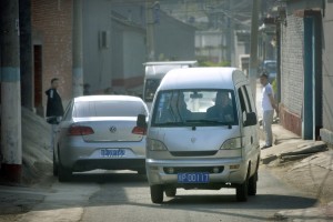 Typical illegal taxi van "black taxi" in Beijing