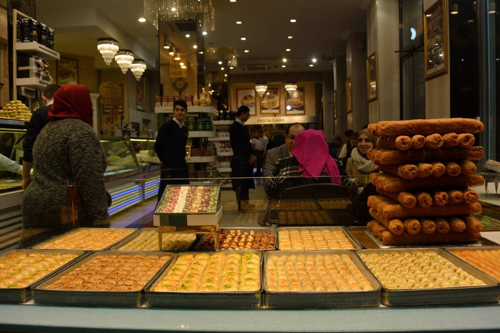 Baklava, sweet pastry made of layers of filo filled with chopped nuts