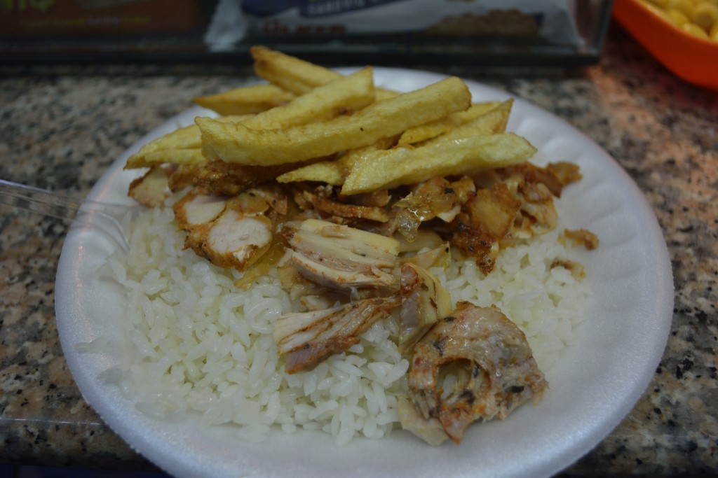 Nohutlu Pilavi, grilled chicken with peas, rice and fries