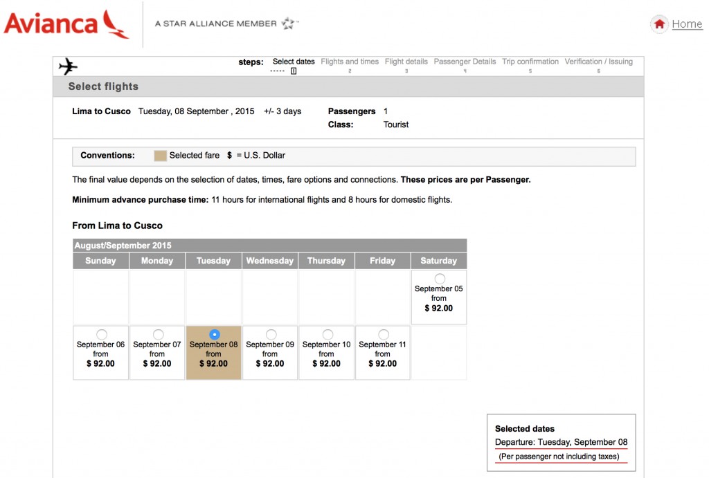 The price quoted for Peru version is only $92.00 USD for the same flight