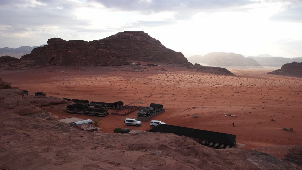 Camp located right under a hill