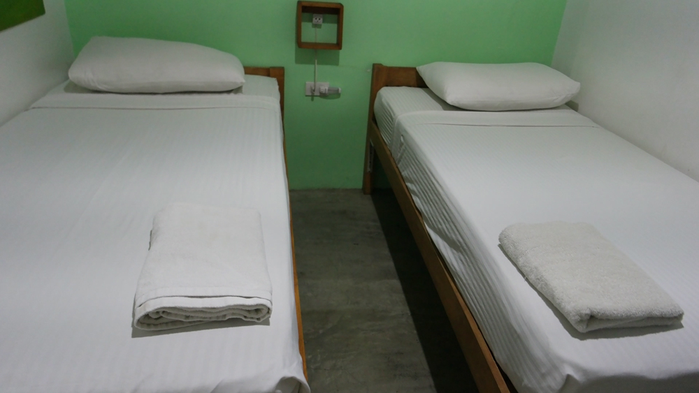 Private Twin Room with electrical outlet, air condition, towels and clean linens