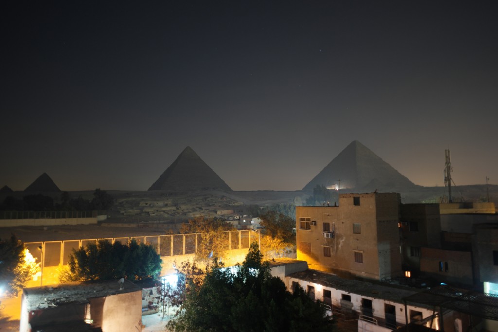Rooftop Patio View of Great Pyramids, capture the Light Show for free
