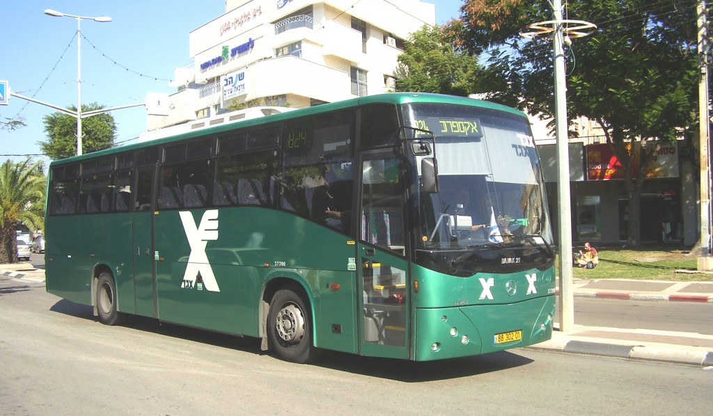 Green Public Buses Operated by Israel's National Bus Company Egged