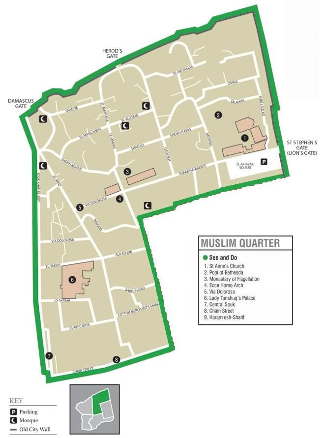 Old Jerusalem Map of Muslim Quarter