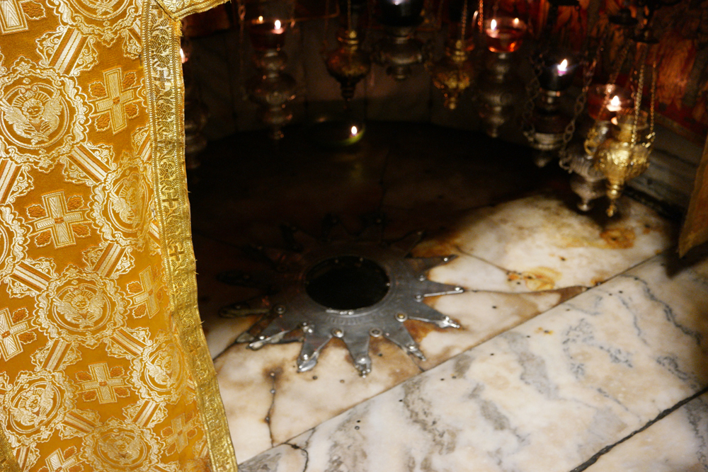 This fourteen-point silver star in the Grotto marks the spot believed to be the birthplace of Jesus
