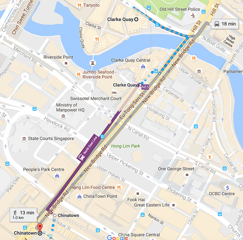 MRT Direction from Clarke Quay Station to Chinatown Station